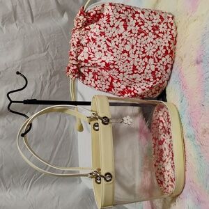 Burberry Clear Patent Leather Trim Vintage Tote W Removable Bag & Hangtag